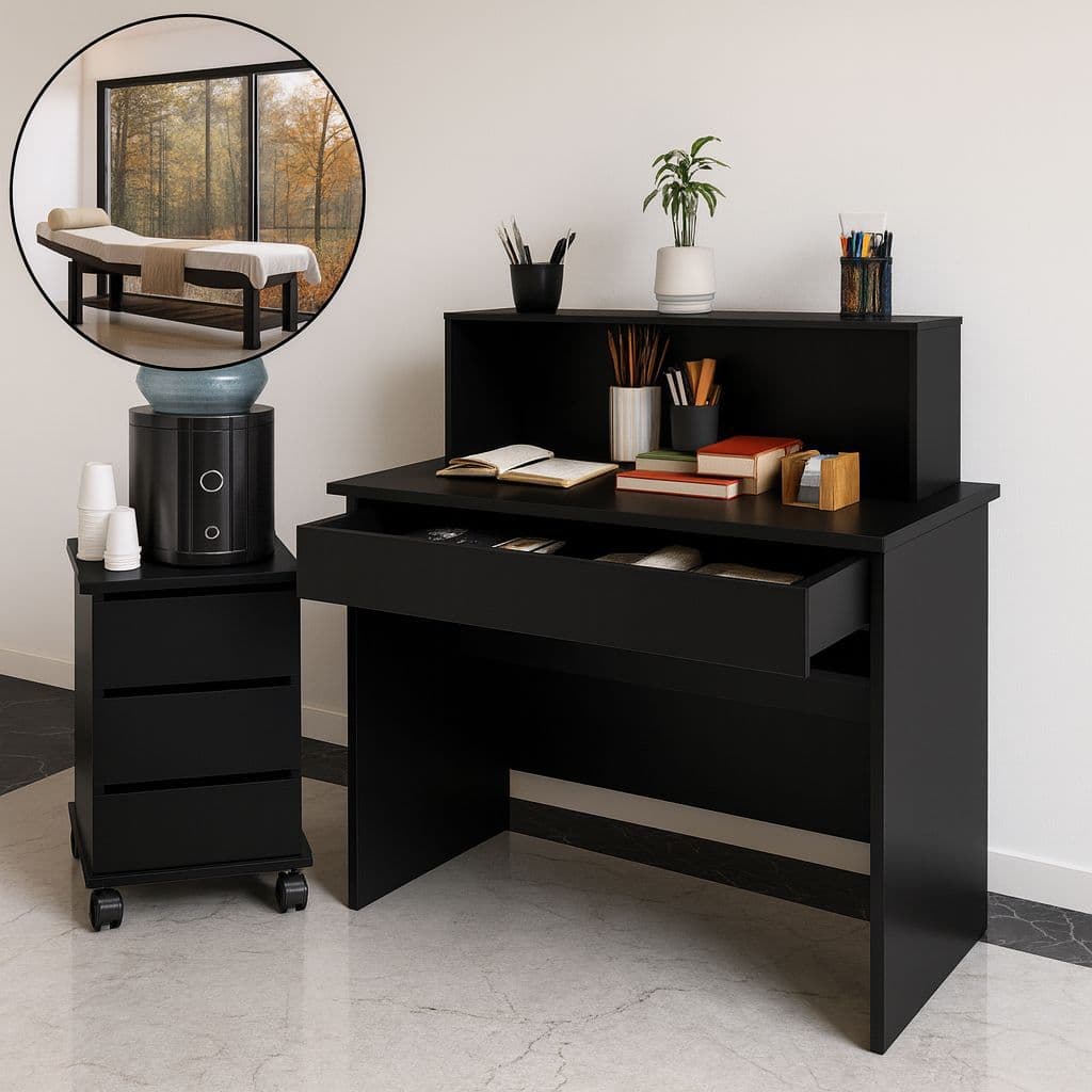 Conjunto Mesa Organizadora Salão de Beleza C/ Gaveteiro