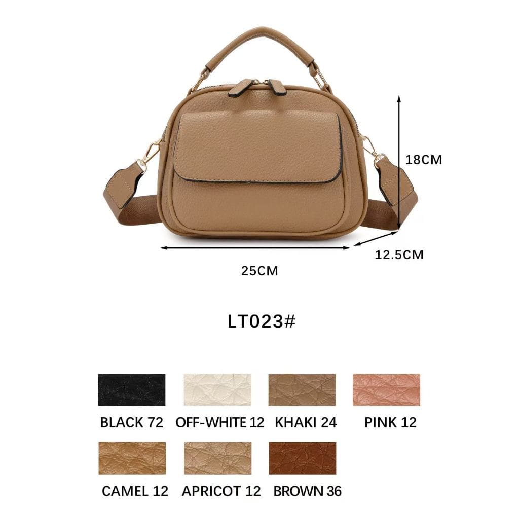 Bolsa Feminina  Média Espaçosa Alça De Mão e Transversal Couro Sintético 023