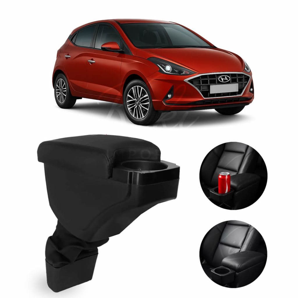 Apoio de Braço Encosto HB20, HB20s e HB20x C/ Porta Copos Console Central e Porta Objetos Premium