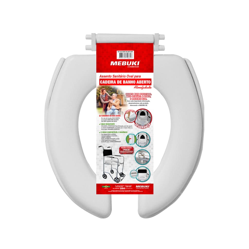 ASSENTO SANITARIO ABERTO ALMOFADADO PARA CADEIRA DE RODA BANHO REF 10400287 MEBUKI