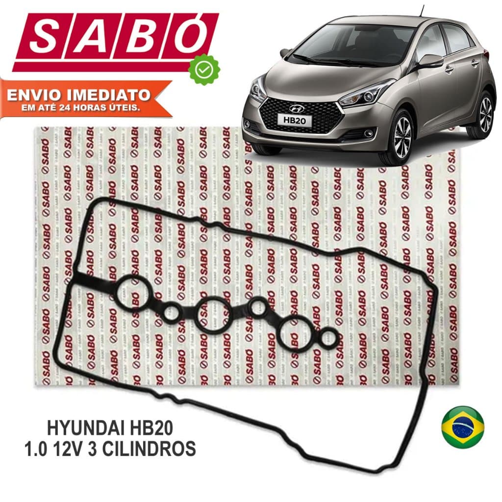 Junta da Tampa de Válvulas Hyundai Hb20 1.0 12v 3 Cilindros Original SABÓ C/ Nota Fiscal e Garantia