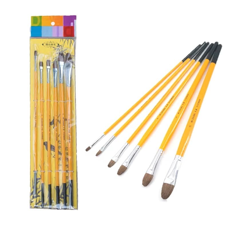Kit 6 Pincéis Achatados para Pintura Artística