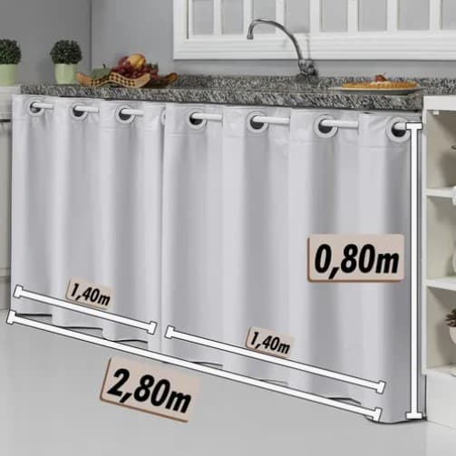 Cortina de Pia Cozinha PVC Impermeável Decorativa Fácil Limpeza Proteção Oculta Armário 2,80 m x 0,80 m