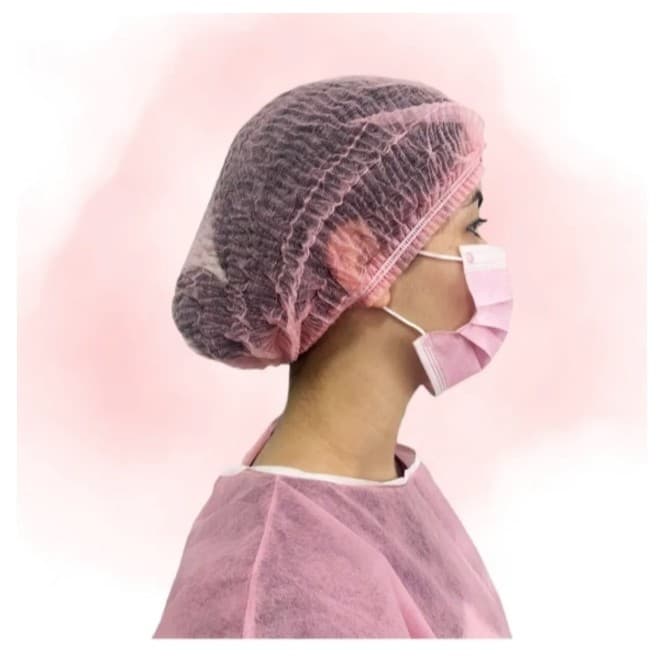 Touca Descartável Sanfonada Rosa Bebê c/100 Unidades Hndesc