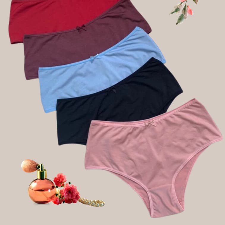 Kit 5 Calcinhas Pós Parto Tangão Cos Alto Básica Confortável dia a dia