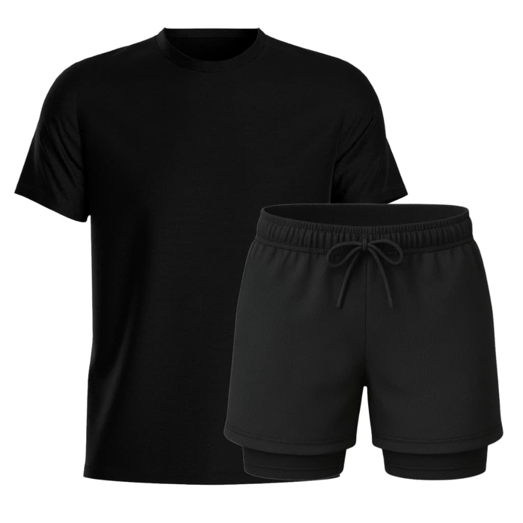 Conjunto Masculino Camiseta Básica e Short Térmico Liso