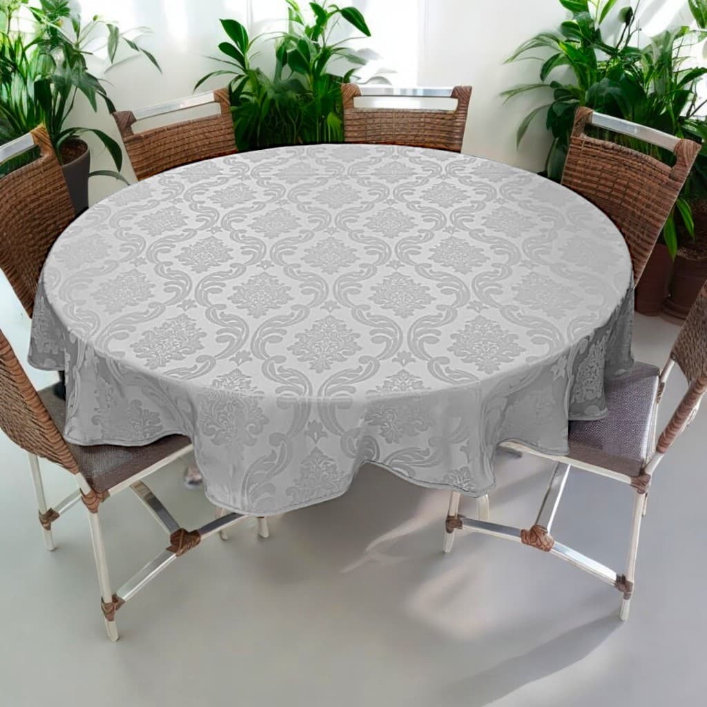 Toalha de Mesa Redonda Jacquard 4, 6, 8 Lugares/Cadeiras com Tecido Sofisticado e Durável.