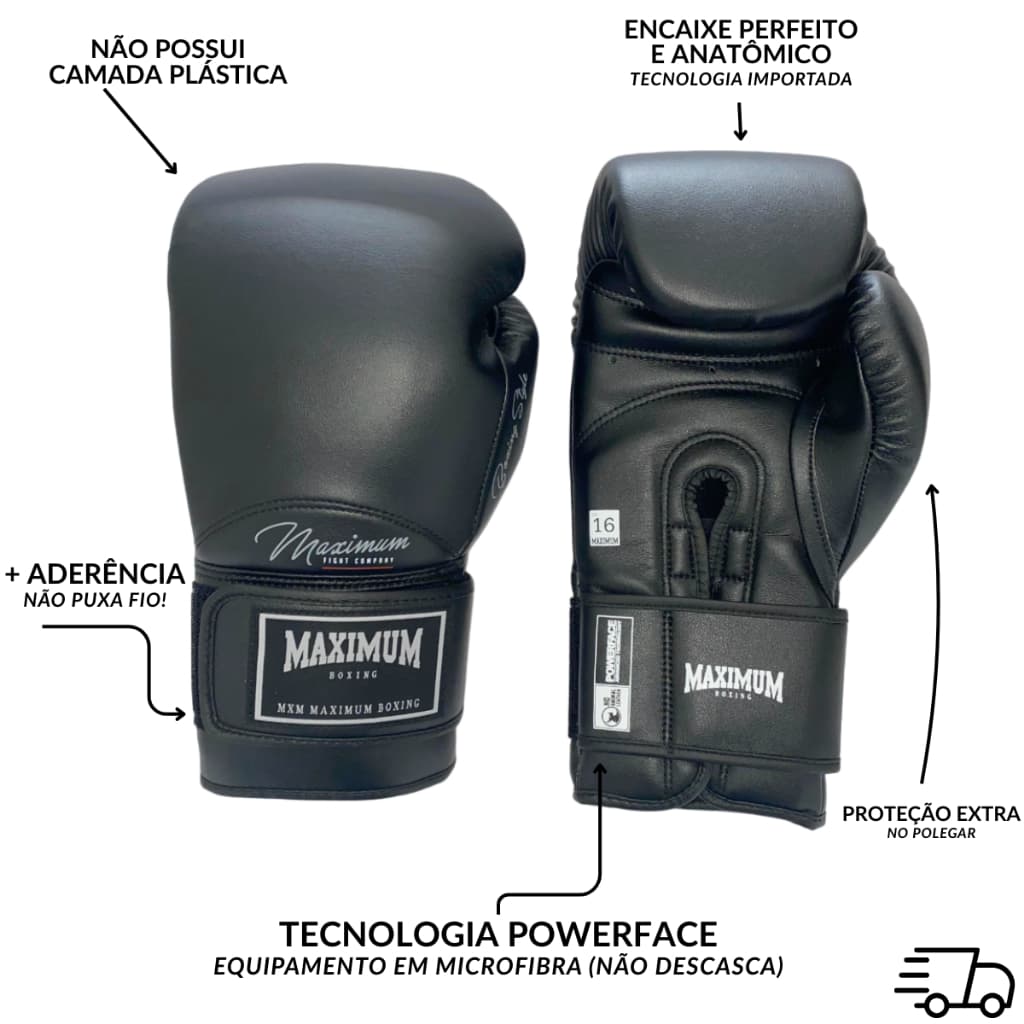 Par de luvas Para Boxe / Muay Thai - Maximum Classic Preta