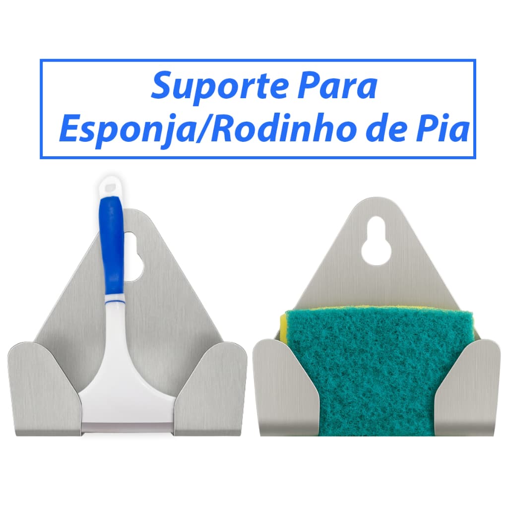 Suporte De Rodinho Bucha Porta Esponja Em Aço Inox