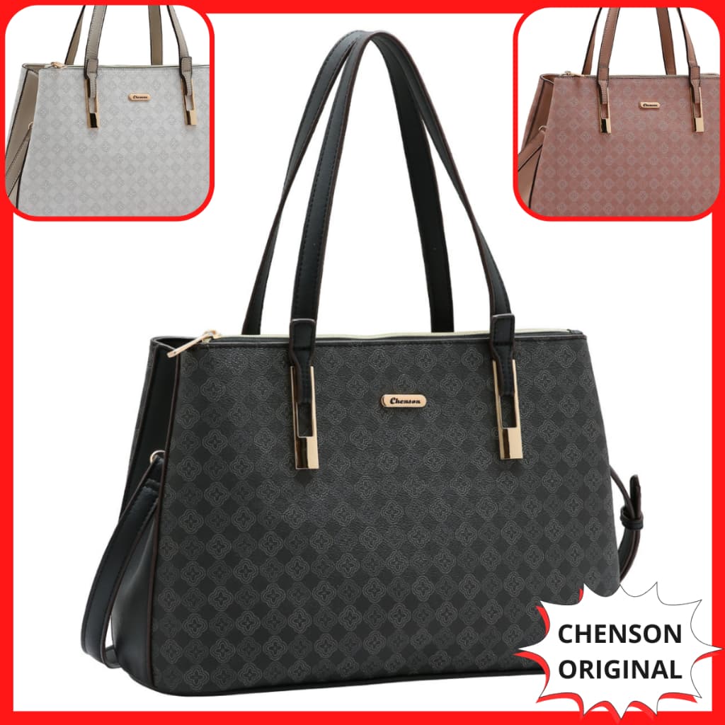 Bolsa Chenson Original Feminina Grande Transversal Mão Ombro Marca Famosa Grife Luxo Preta Rose Nude