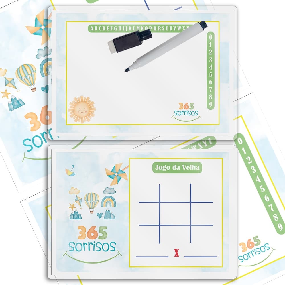 20 Kit's Lembrancinhas Lousas Magica Frente e verso TEMA 365 SORRISOS Pronto Para Envio.