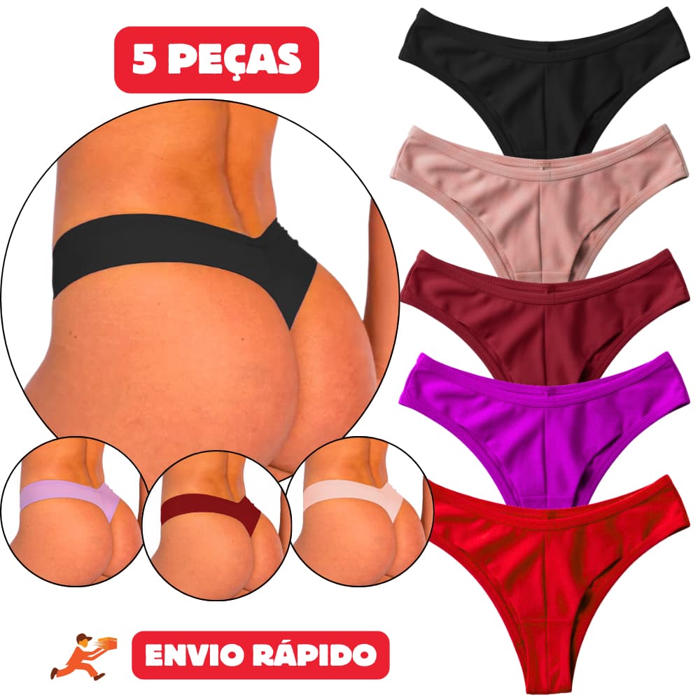 Kit 3 ou 5 Calcinha Fio Duplo Dental Levanta Bumbum Confortável NÃO MARCA Fio Dental Forrada