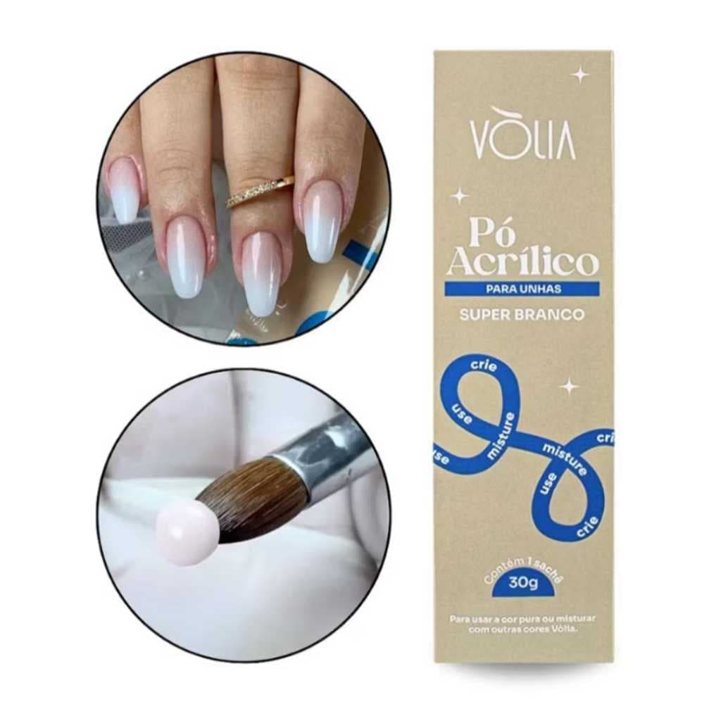 Pó Acrílico Vòlia 30g – Alongamento e Construção de Unhas Artificiais Profissional"