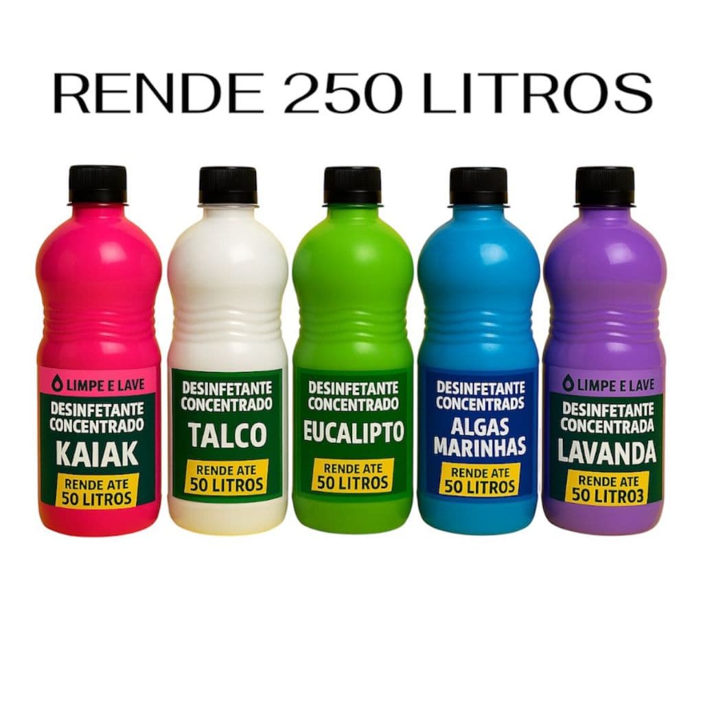 Kit 5 Base Desinfetante Concentrada Rende até 250L com Perfume Premium