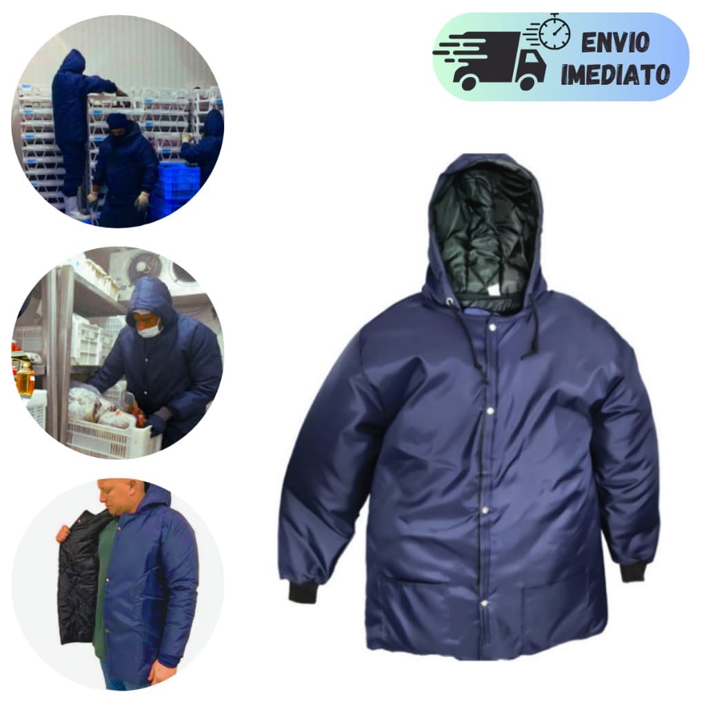JAPONA TÉRMICA COM CAPUZ NYLON PARA CÂMARA FRIA PROTEÇÃO -25° FRIGORIFICO AÇOUGUE C/CA TOUCA JAQUETA