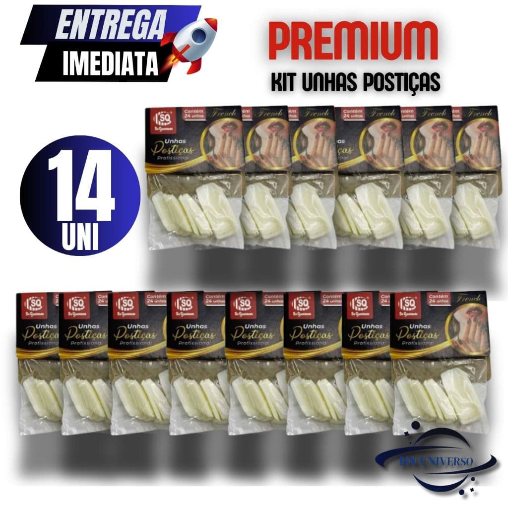 KIT 14 UNHAS POSTIÇAS PROFISSIONAL NATURAIS REALISTAS 24 UNIDADES