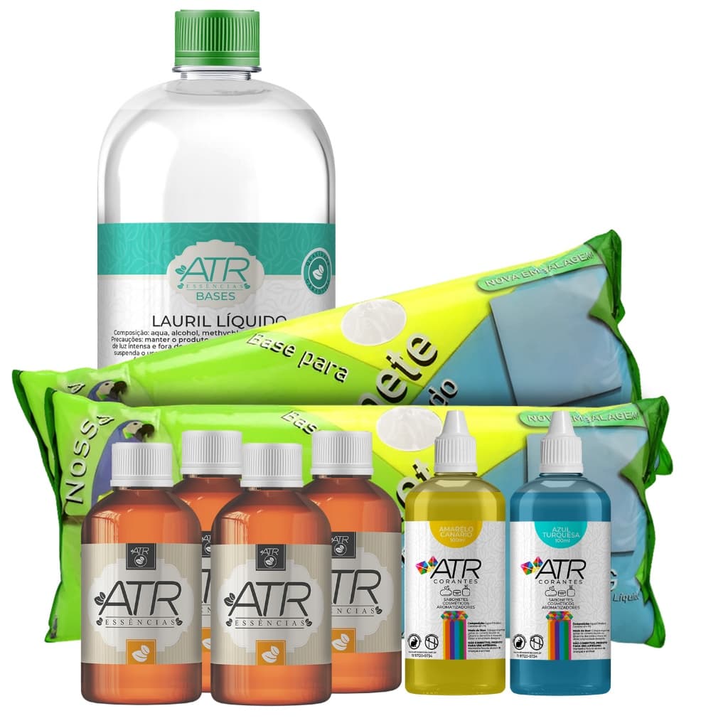 Kit P/ Fabricação De Sabonete Glicerina Nossa Terra P/ Inciante Com Extrato Essência Corante Lauril