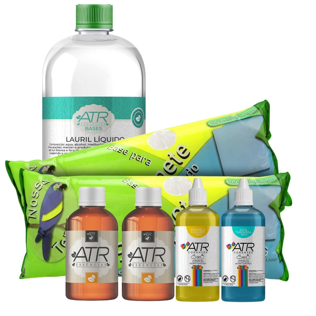 Kit Fabricação de Sabonetes Glicerina Nossa Terra Para Inciantes + Lauril + Corantes - ESCOLHA