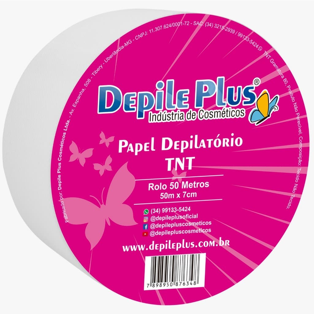 Papel para Depilação Rolo 50m x 7cm Depile Plus TNT Profissional