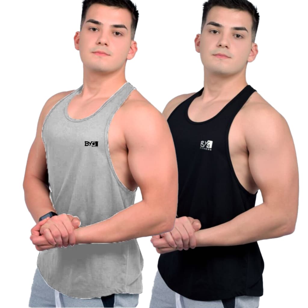 Kit 2 Regatas Masculina Cavada 100% Algodão Lisas Sem Estampas Cores Basicas para Academia