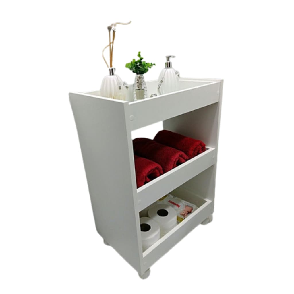 Carrinho Auxiliar P/manicure P/esmaltes C/3 Bandejas Mdf