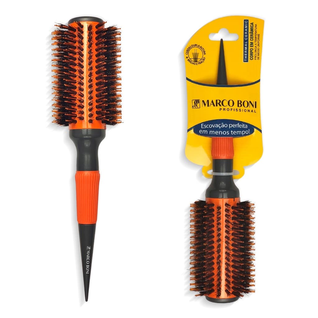 Escova De Cabelo Thermal 65mm Corpo Em Cerâmica Marco Boni Cor Laranja Ref 9020T