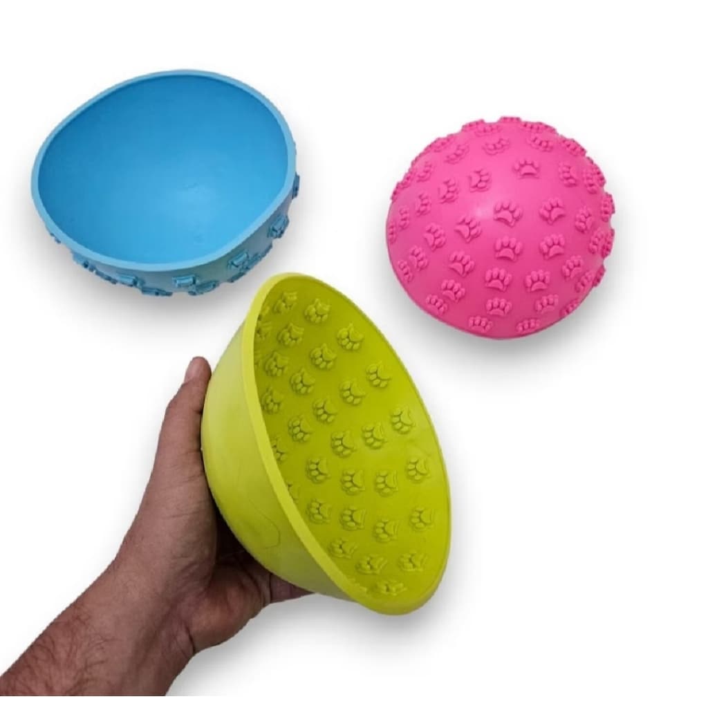 Tigela de Lamber p/Cães e Gatos Comedouro Lento Orien Pet Verde, Rosa ou Azul
