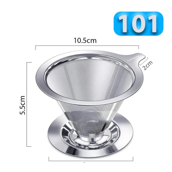 Filtro de Café Inox Alta Qualidade - Coador Reutilizável para Chá e Café Método Pour Over