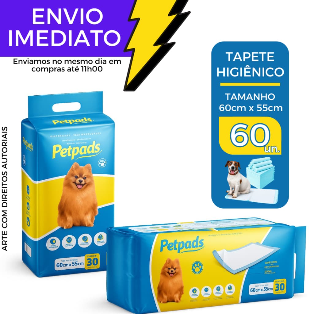 Tapete Higiênico p/cães Petpads Slim 60x55 60 Unid Confort Pads Higienico - Envio Imediato