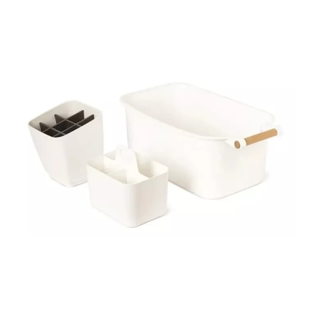 Conjunto Organizador Umbra Blanc 3 Peças Branco - Para Organizar Maquiagens Acessórios de Banheiro