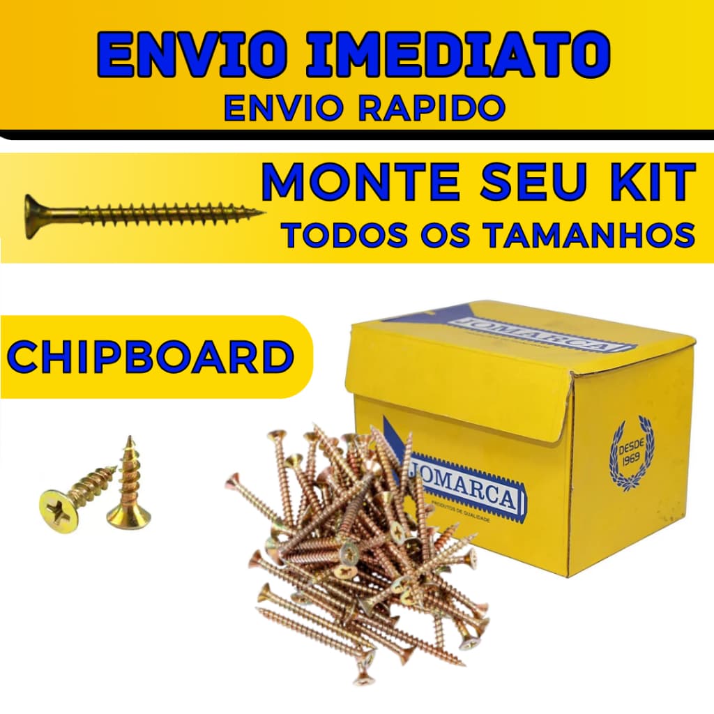 MONTE SEU KIT Parafuso para Madeira MDF Philips Chipboard 100uni Parafusos
