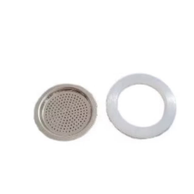 Kit com 1 filtro e 1 anel de vedação de silicone para cafeteira italiana inox , 2 ,3 ,4 ,6 ,9 e 12 cafés