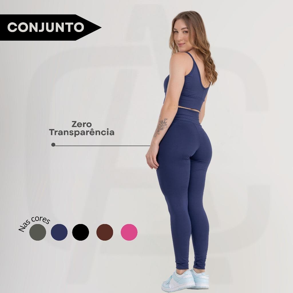 Conjunto Fitness Legging + Top Cropped Conforto, Estilo, Zero Transparência