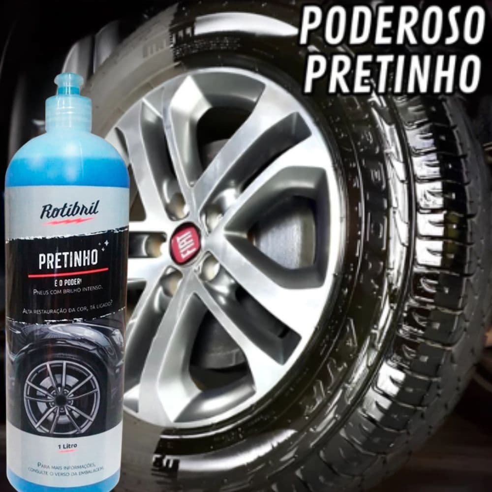Pretinho para pneus 1 litro - Aspecto molhado, brilho intenso, não agarra poeira