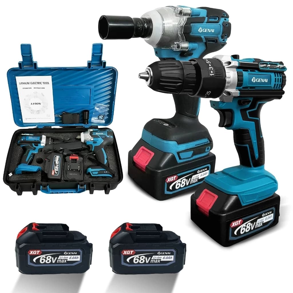 68v Profissional Kit chave de impacto + berbequim de impacto portátil recarregável com 2 Baterias