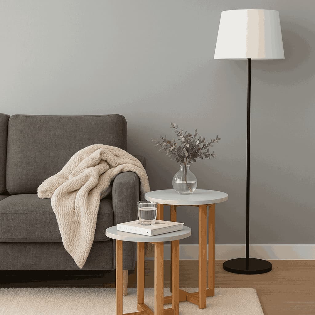 Conjunto de Mesas de Apoio Elegance Redondas MDF Branco 40cm e 50cm Pai Art’s