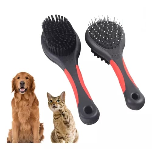 Escova Dupla Pet Cães E Gatos Remove Pelos Penteia