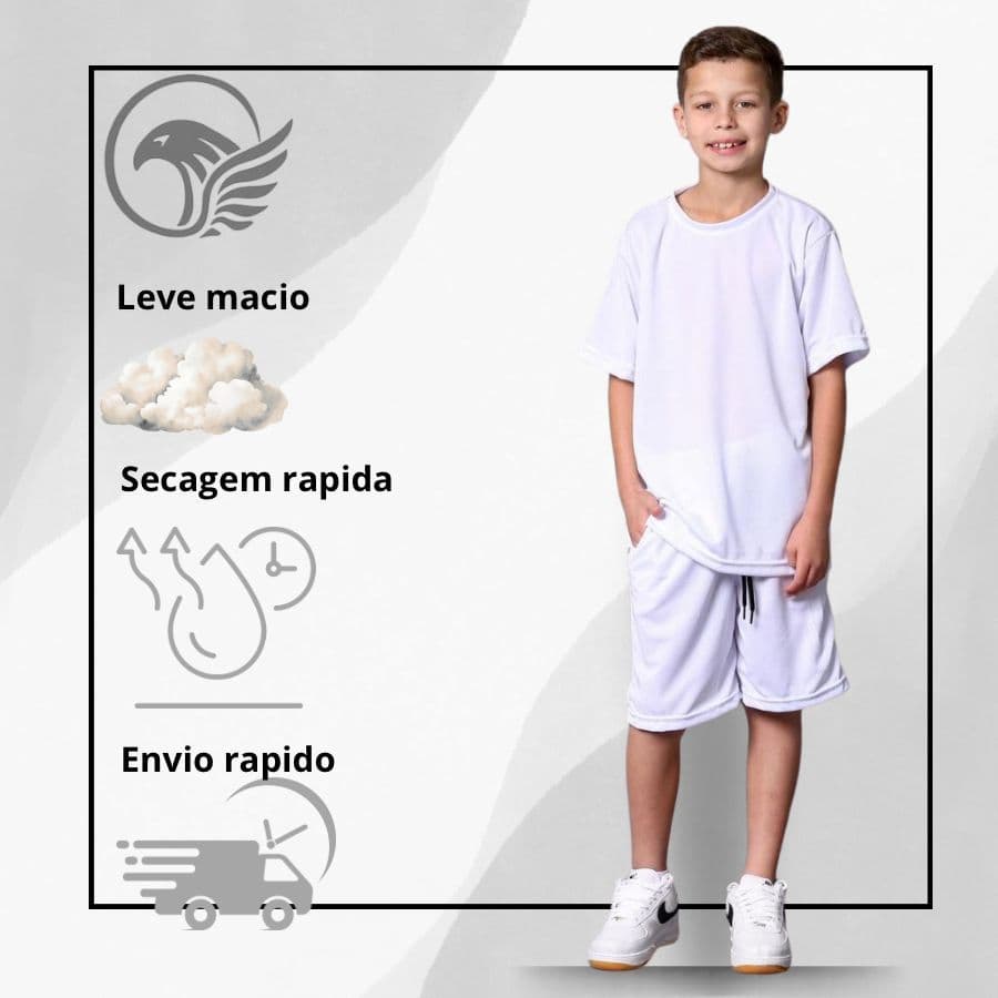 Conjunto Esportivo Infantil Masculino DRY FYT - Camiseta + Bermuda Secagem Rápida