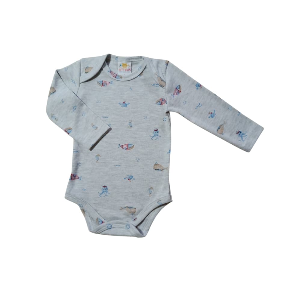 Body Manga Longa Bebê Suedine 100% Algodão Estampado