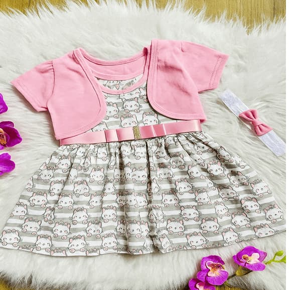 Vestidinho com bolero luxo para bebê menina
