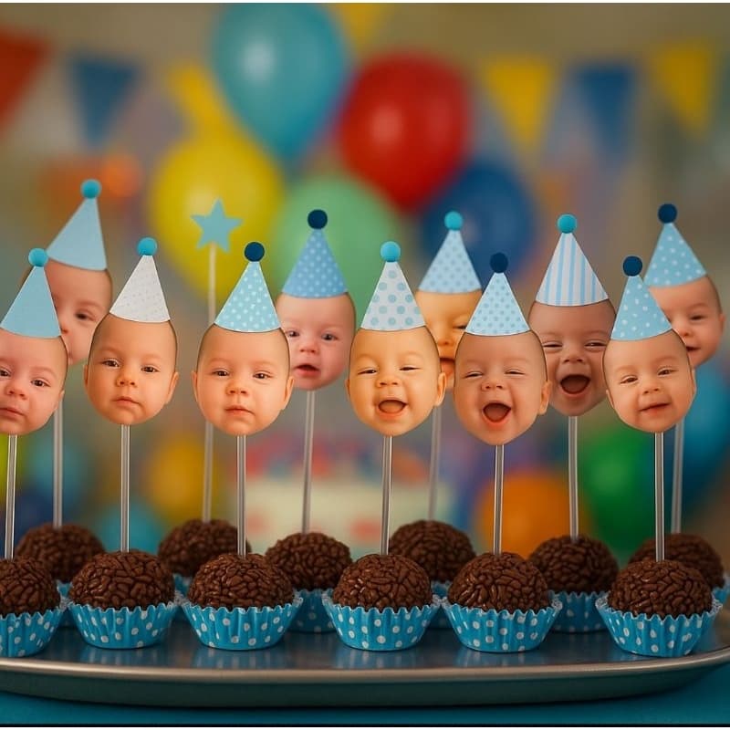 30 toppers de rostinho personalizados para docinhos | Toppers Personalizados para Docinhos Festa Infantil menino/menina.