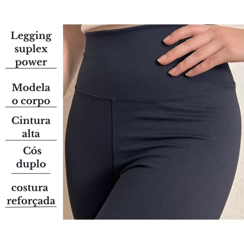 Calça Legging fitness Suplex Power  Alta Compressão Cintura Alta
