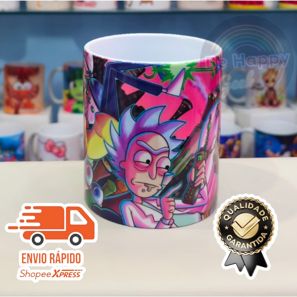 Caneca de Porcelana RICK E MORTY ANIME Geek para Presente Adulto Infantil ou dia a dia.