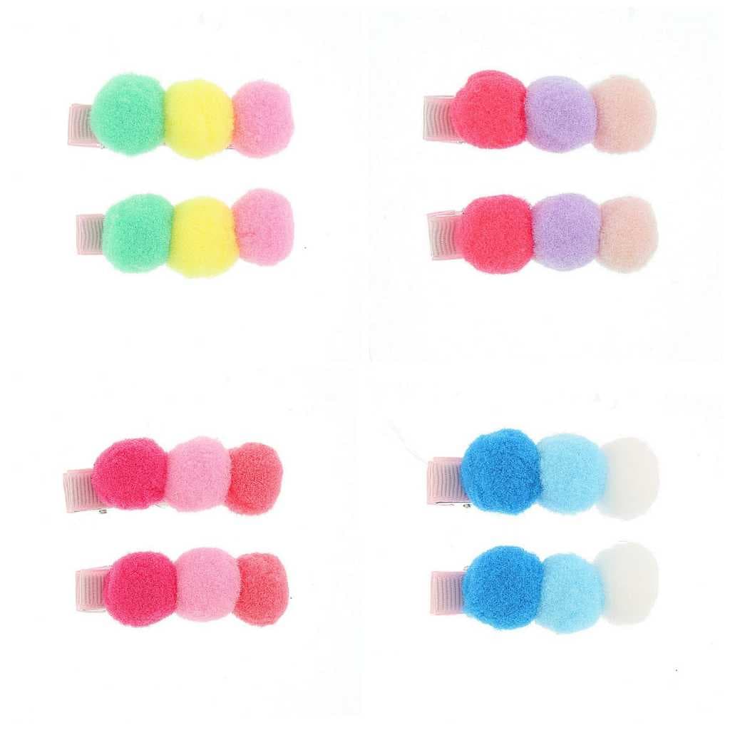 10 Presilhas Bico De Pato Pompom Para Cabelo Infantil Piranha