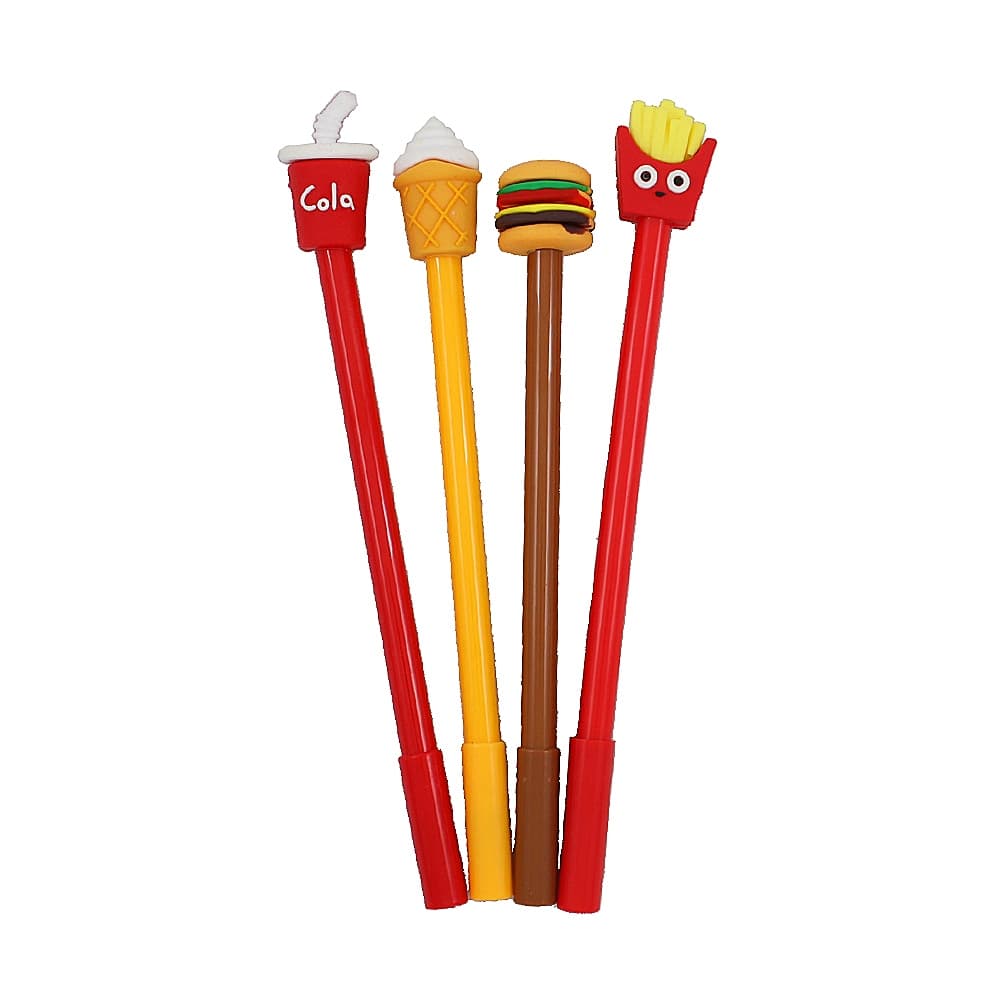 Kit 4 Canetas Fast Food Fofas Revenda Atacado