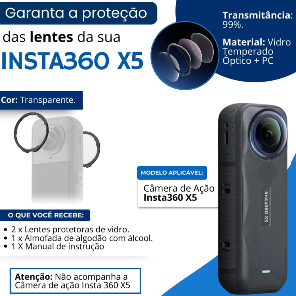 Protetor De Lente Premium Para Câmera Insta360 X5