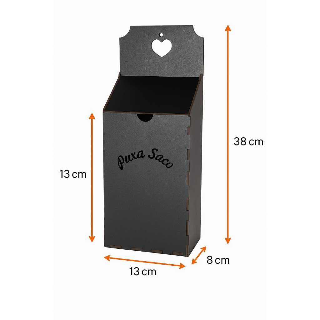 Puxa Saco de Parede em MDF Porta Sacolas Plástico Organizador de Cozinha Lavanderia Decorativo Prático Premium