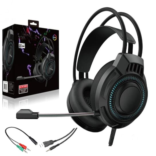 Headset Fone Gamer Led Rgb com micofone Usb e P2+Adaptador P2 para Pc Computador LEY-2264