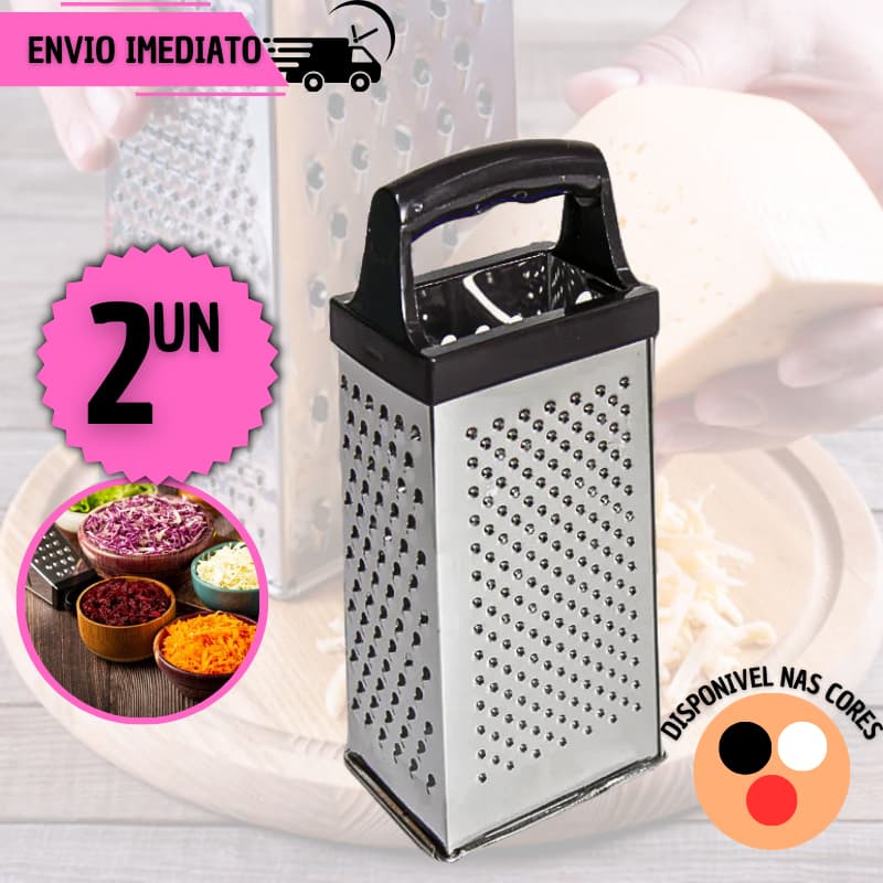 KIT 2 Pçs Ralador 4 Faces em Aço Inox para Cozinha Verdura Legumes Queijo Multiuso