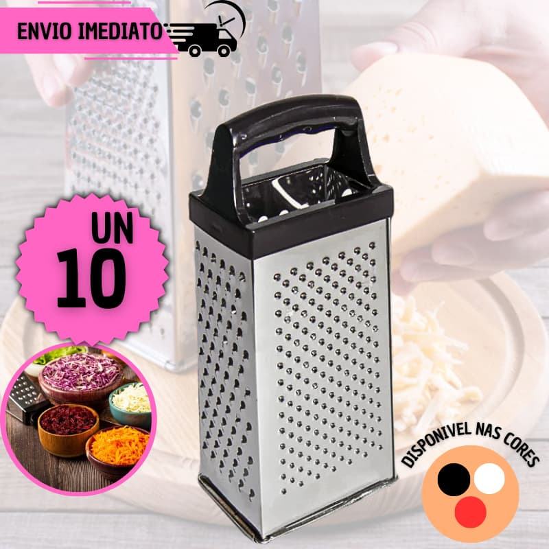 KIT 10 Pçs Ralador 4 Faces em Aço Inox para Cozinha Verdura Legumes Queijo Multiuso